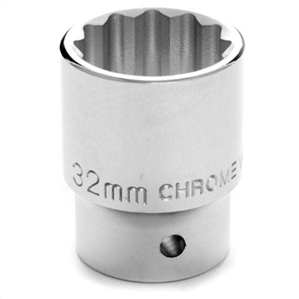 Performance Tool Chrome Socket, 3/4 Drive, 32mm, 12 Point, Shallow W34832